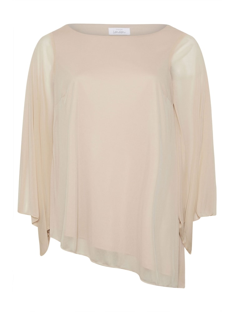 Yours Curve Natural Long Sleeve Asymmetrical Blouse - Image 6 of 6