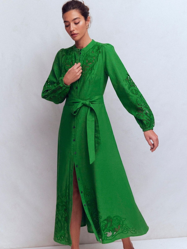 slim fit dress slacks Tie Neck Satin Midi Dress-Green Fir, Peony Bloom main image 1