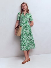 Boden Green Ivy Cotton Midi Dress - Image 1 of 6