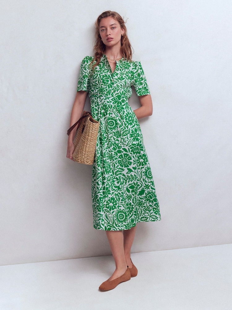 Boden Green Ivy Cotton Midi Dress - Image 1 of 6 Boden Green Ivy Cotton Midi Dress - Image 1 of 6