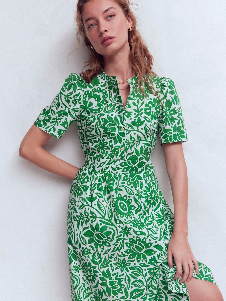 Boden Green Ivy Cotton Midi Dress - Image 2 of 6 Boden Green Ivy Cotton Midi Dress - Image 2 of 6