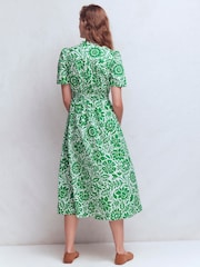 Boden Green Ivy Cotton Midi Dress - Image 3 of 6