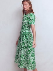 Boden Green Ivy Cotton Midi Dress - Image 5 of 6