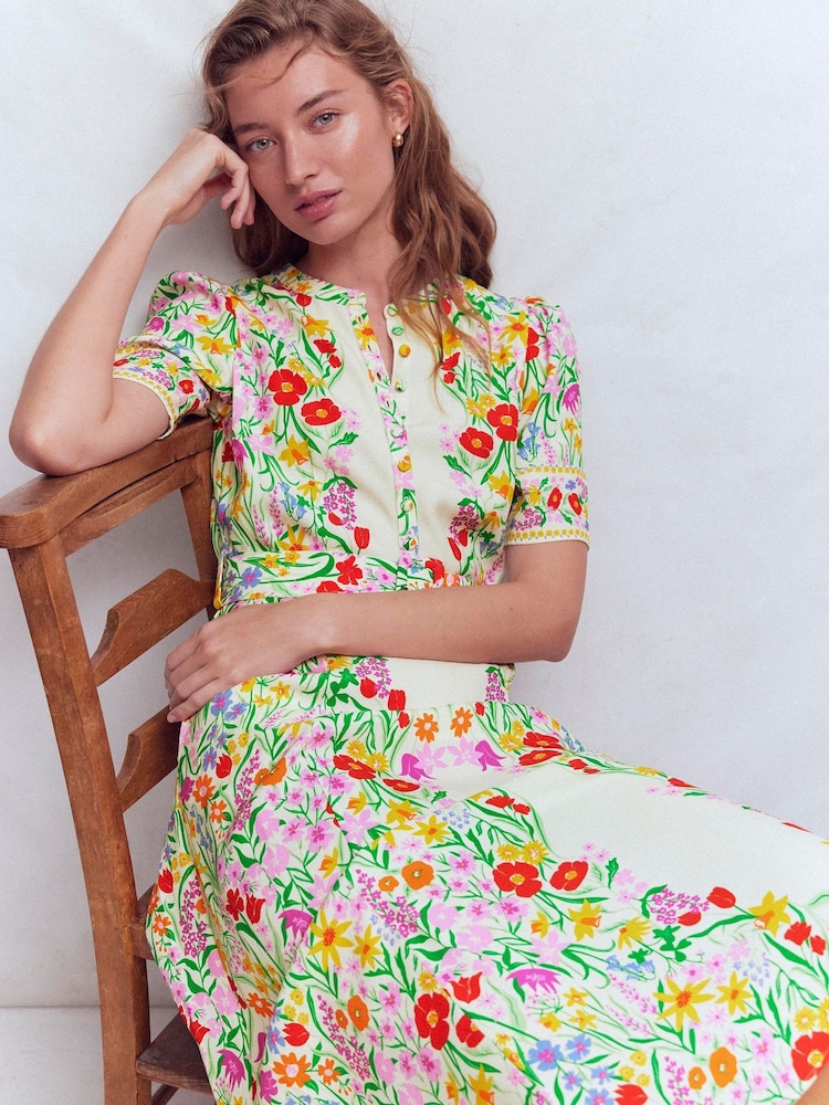 knee length dresses for ladies Catherine Button Linen Dress-Bitter Chocolate