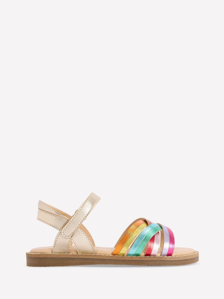Boden Metallic Crossed Leather Sandals - Image 1 of 3 Boden Metallic Crossed Leather Sandals - Image 1 of 3