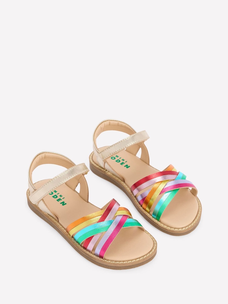 Boden Metallic Crossed Leather Sandals - Image 2 of 3 Boden Metallic Crossed Leather Sandals - Image 2 of 3