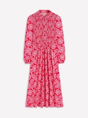 Boden Red Smocked Jersey Shirt Dress - Image 6 of 6