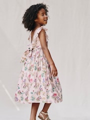 Boden Pink Bow Back Midi Dress - Image 1 of 4