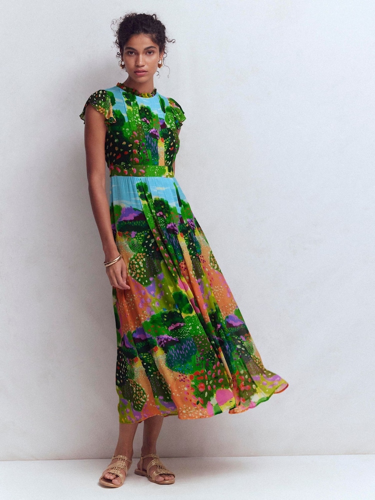 Buy Boden Green Pleat Ruffle Maxi Dress from Next USA Buy Boden Green Pleat Ruffle Maxi Dress from Next USA