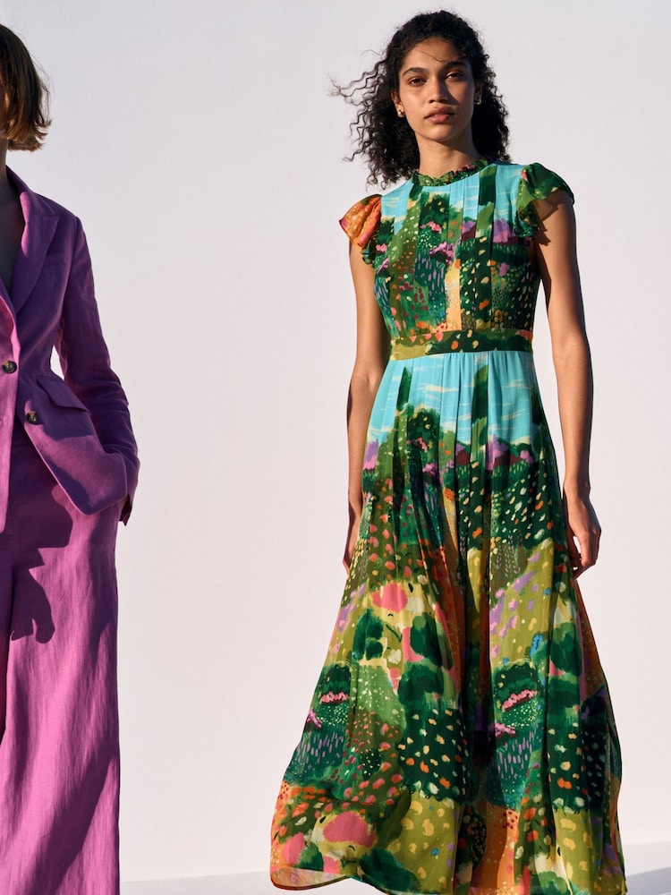 boden green maxi dress Elodie Jersey Maxi Dress-Green, Ornamental Floweret