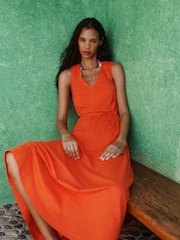 Boden Red Mia V-Neck Jersey Midi Dress - Image 1 of 7