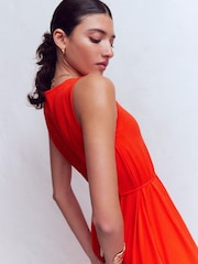 Boden Red Mia V-Neck Jersey Midi Dress - Image 3 of 7