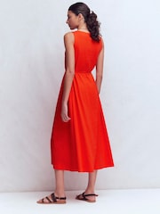 Boden Red Mia V-Neck Jersey Midi Dress - Image 4 of 7