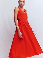 Boden Red Mia V-Neck Jersey Midi Dress - Image 5 of 7