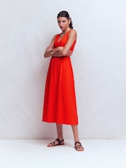 Boden Red Mia V-Neck Jersey Midi Dress - Image 6 of 7