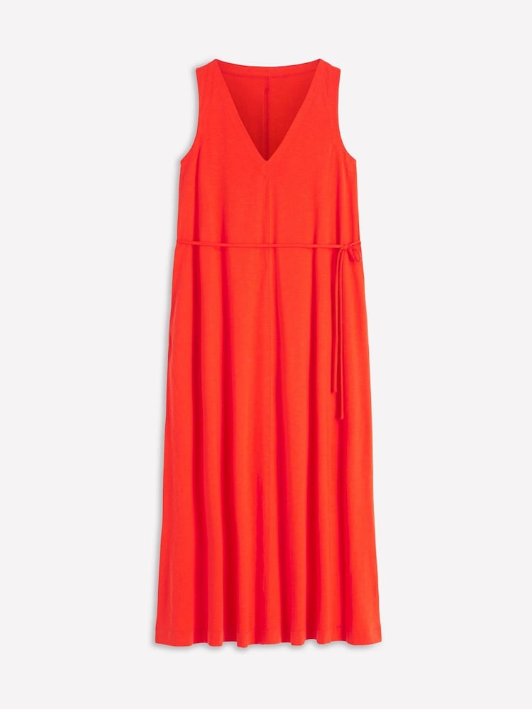 Boden Red Mia V-Neck Jersey Midi Dress - Image 7 of 7