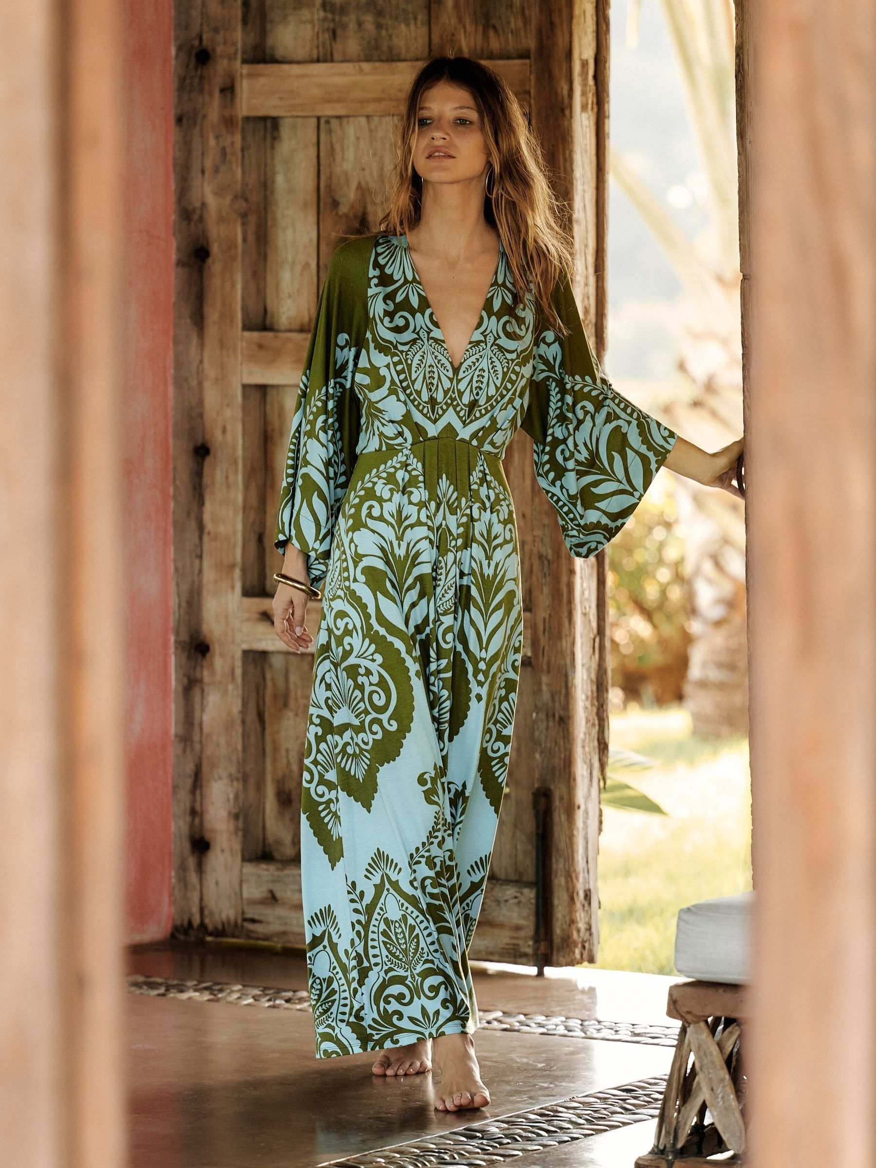 Buy Boden Green Nell Kimono Midi Jersey Dress from Next USA