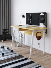 Alphason Oak White Freemont Desk with Fabric Storage - Image 1 of 6