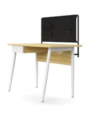Alphason Oak White Freemont Desk with Fabric Storage - Image 2 of 6