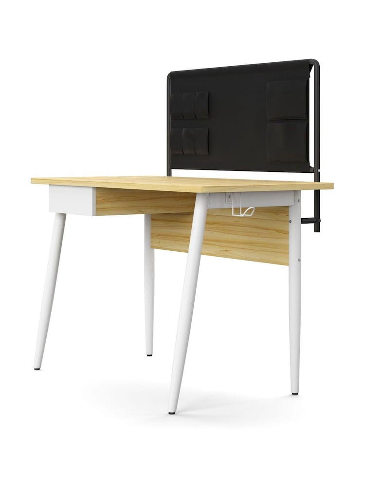 Alphason Oak White Freemont Desk with Fabric Storage - Image 2 of 6