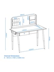 Alphason Oak White Freemont Desk with Fabric Storage - Image 6 of 6