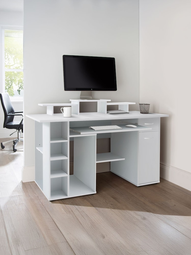 Alphason White San Diego Computer Desk - Image 1 of 6