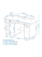Alphason White San Diego Computer Desk - Image 4 of 6