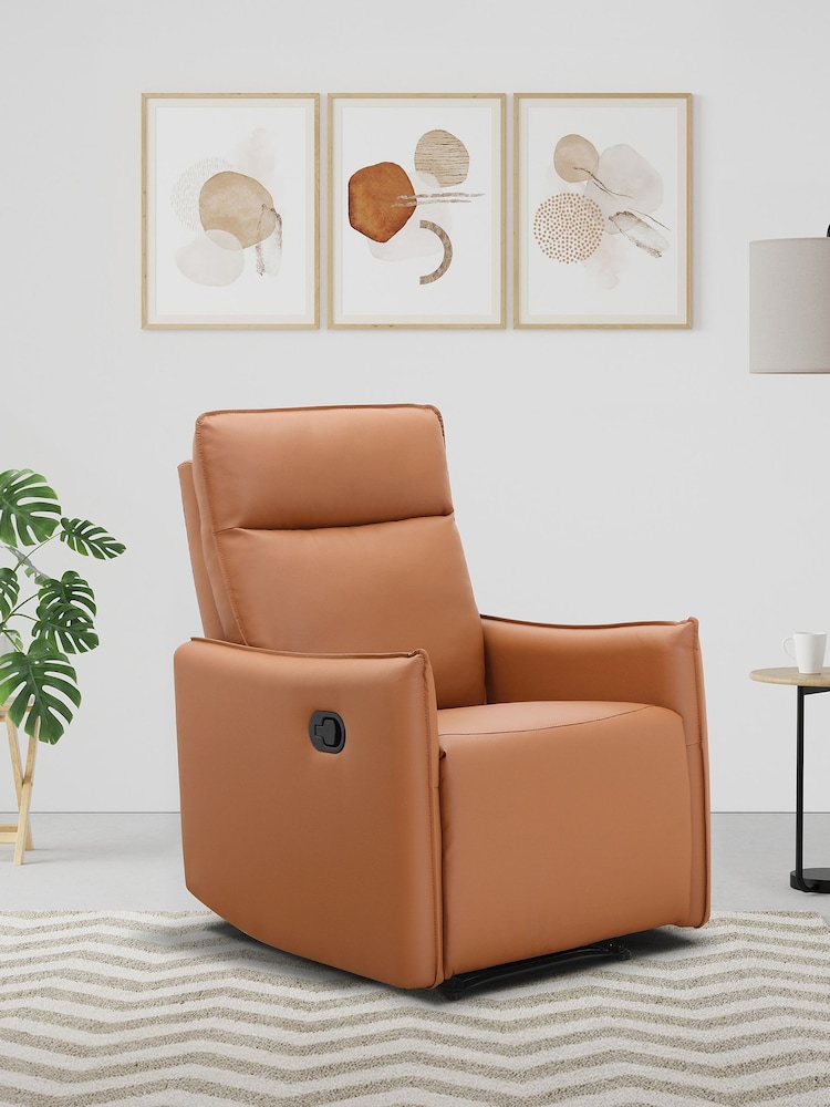 Dorel Home Cognac Brown Lugo Faux Leather Recliner Armchair - Image 2 of 6