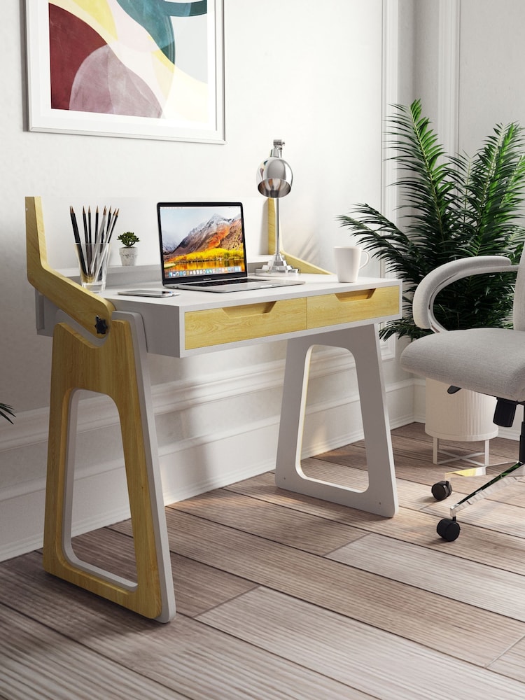 Alphason Oak White Palmer Adjustable Desk - Image 2 of 6