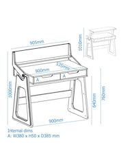 Alphason Oak White Palmer Adjustable Desk - Image 4 of 6