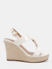 Novo White Bethany Hardware Detail Strap Wedge Sandals - Image 2 of 6