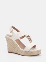 Novo White Bethany Hardware Detail Strap Wedge Sandals - Image 3 of 6
