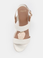 Novo White Bethany Hardware Detail Strap Wedge Sandals - Image 6 of 6