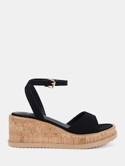 Novo Black Bali Mid Wedge Two Part Sandals - Image 2 of 6