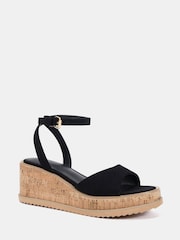 Novo Black Bali Mid Wedge Two Part Sandals - Image 3 of 6