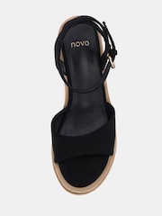 Novo Black Bali Mid Wedge Two Part Sandals - Image 5 of 6