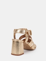 Novo Gold Wide Fit Leo Block Heel Gladiator Sandals - Image 4 of 6
