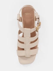 Novo White Wide Fit Leo Block Heel Gladiator Sandals - Image 6 of 6