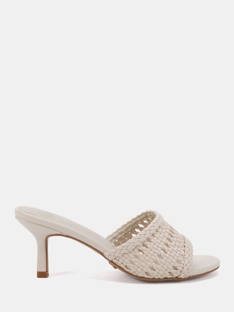 Novo Black Wide Fit Libby Mid Heel Woven Mules - Image 2 of 6