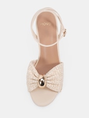 Novo White Wide Fit Leighton Block Heel Raffia Hardware Two Part Sandals - Image 5 of 6