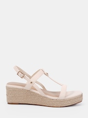 Novo White Bridie Low Wedge T Bar Espadrille Sandals - Image 2 of 6