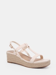 Novo White Bridie Low Wedge T Bar Espadrille Sandals - Image 3 of 6