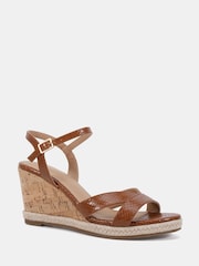 Novo Brown Bianca Two Part Cork Wedge Sandals - Image 3 of 6