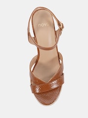 Novo Brown Bianca Two Part Cork Wedge Sandals - Image 6 of 6