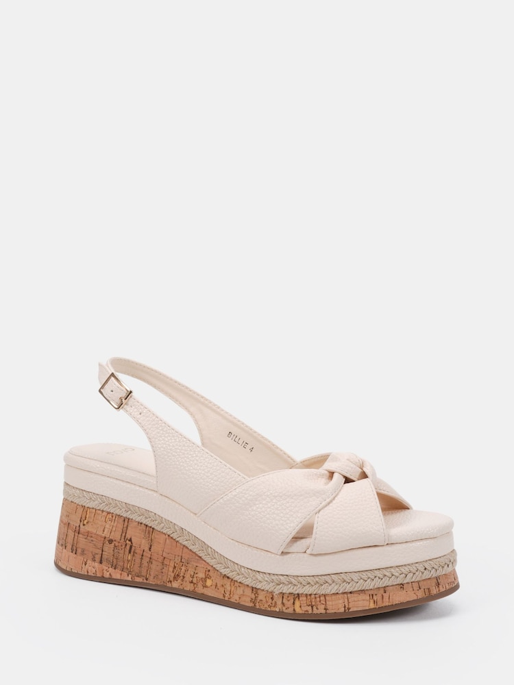 Novo White Billie Mid Wedge Knot Slingback Sandals - Image 2 of 6