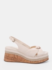 Novo White Billie Mid Wedge Knot Slingback Sandals - Image 3 of 6
