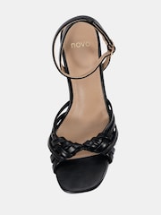 Novo Black Lily Strappy Two Part Mid Heel Sandals - Image 5 of 6