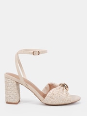 Novo White Leighton Block Heel Raffia Hardware Two Part Sandals - Image 2 of 6