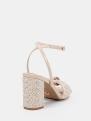 Novo White Leighton Block Heel Raffia Hardware Two Part Sandals - Image 4 of 6