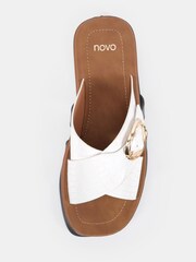 Novo White Thea Flatform Buckle Detail Mule Sandals - Image 5 of 6
